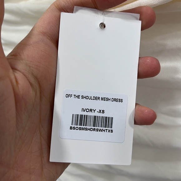 BUMPSUIT Off The Shoulder Mesh Dress in White - Picture 8 of 11